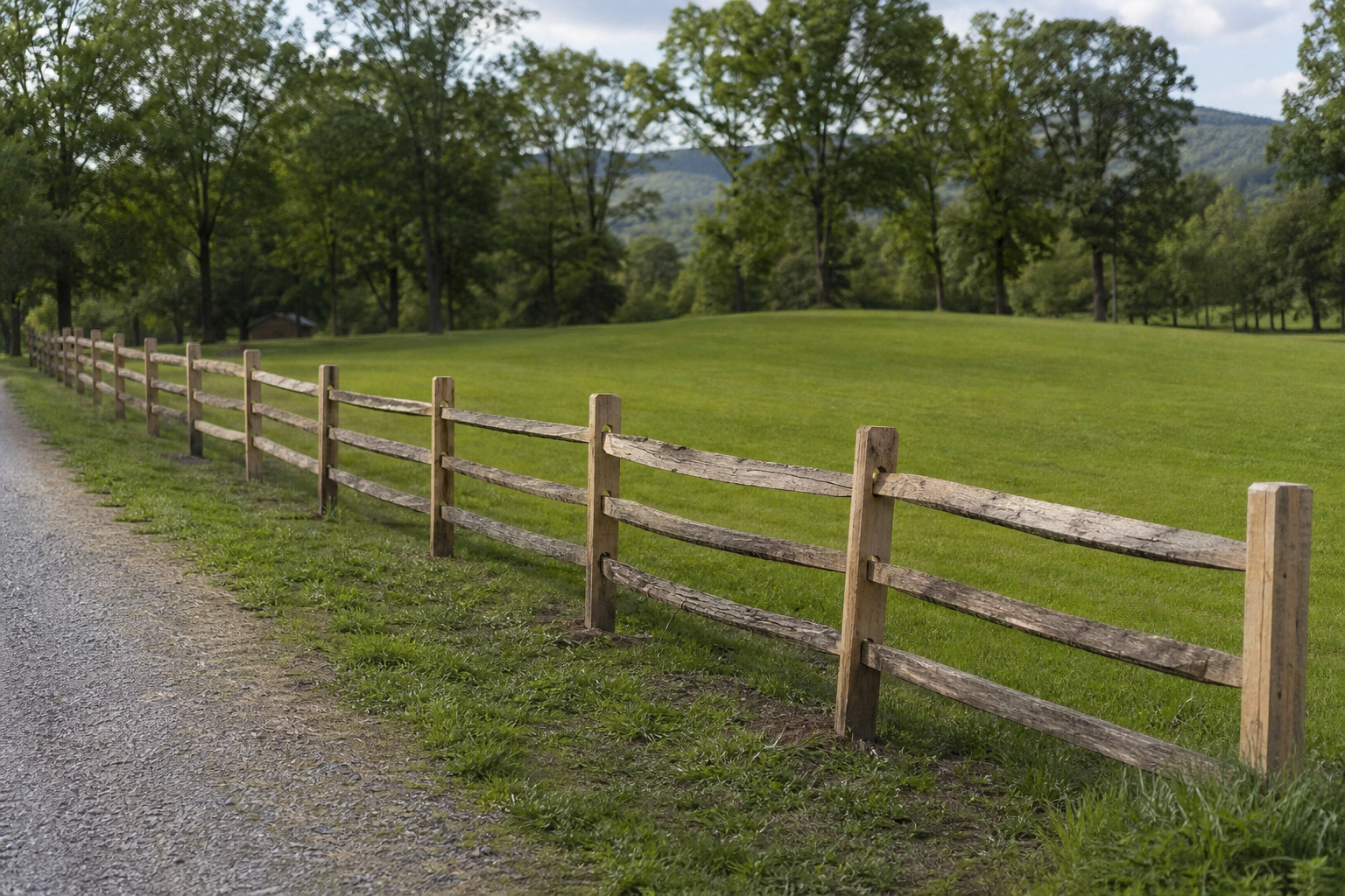 Split rail wood fence design